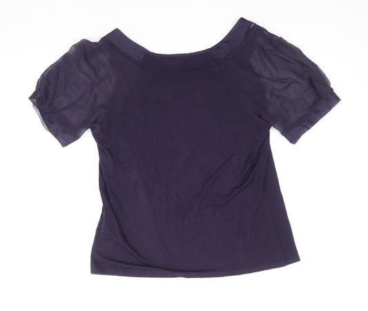 Autograph Womens Purple Viscose Basic Blouse Size 10 Boat Neck