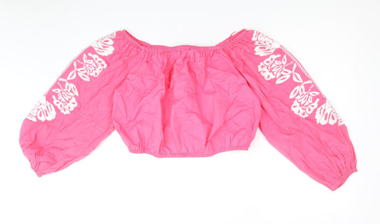 Womens UK Size 18 Marks and Spencer Pink Cropped Blouse