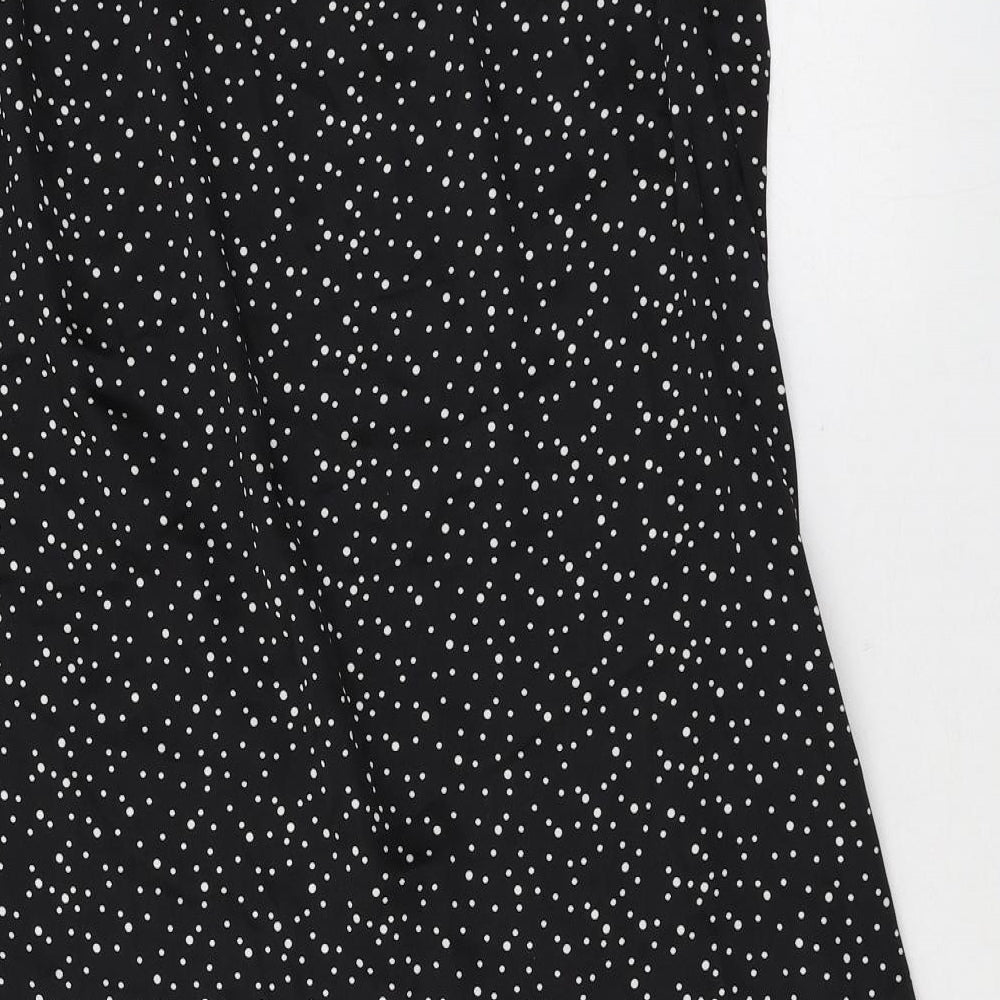 PRETTYLITTLETHING Womens Black Polka Dot Polyester Peasant Skirt Size 6 Zip