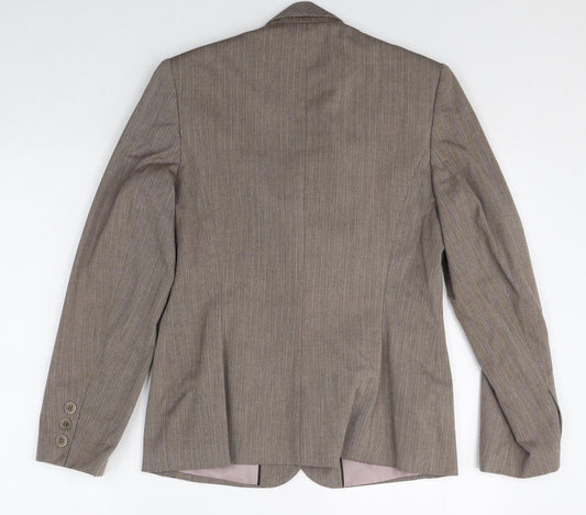 Autonomy Womens Brown Striped Polyester Jacket Blazer Size 10