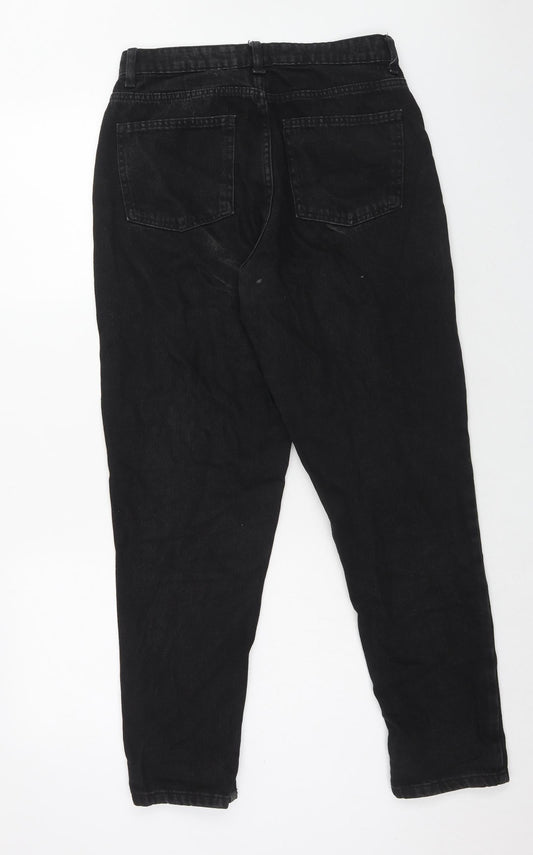 Denim & Co. Womens Black Cotton Straight Jeans Size 10 Regular Zip