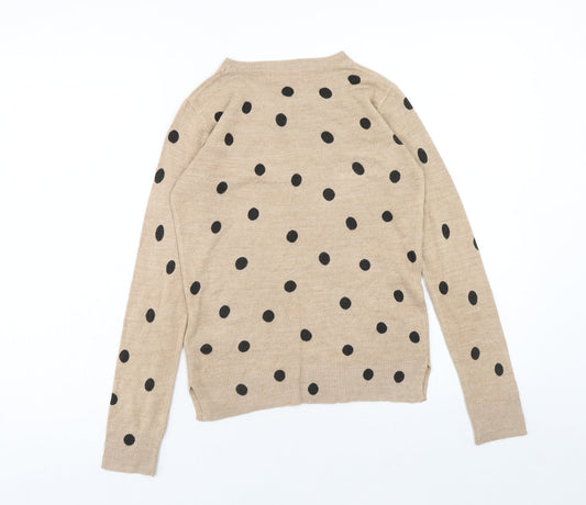Marks and Spencer Womens Brown Round Neck Polka Dot Acrylic Pullover Jumper Size 6