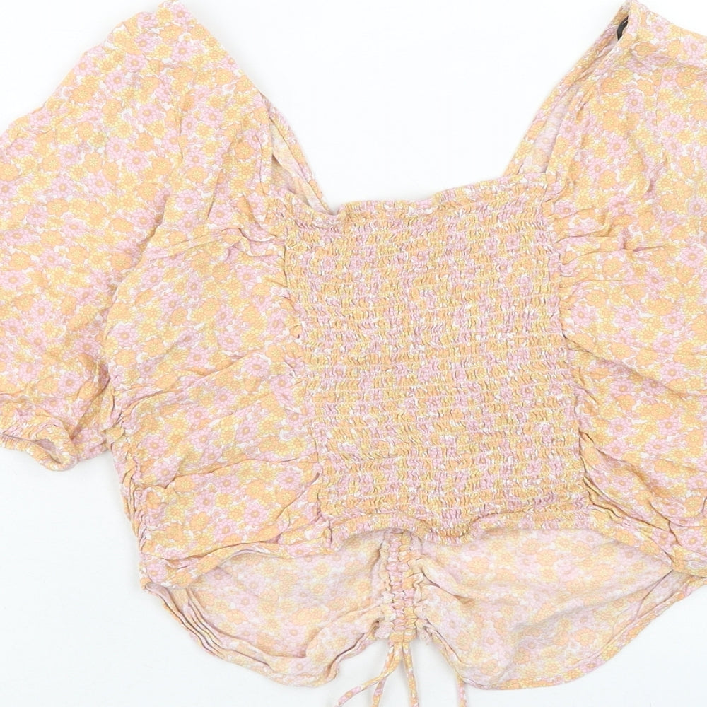 Womens UK Size L H&M Orange Cropped Blouse