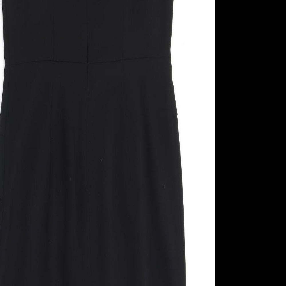 Marks and Spencer Womens Black Polyester A-Line Size 8 Round Neck Zip