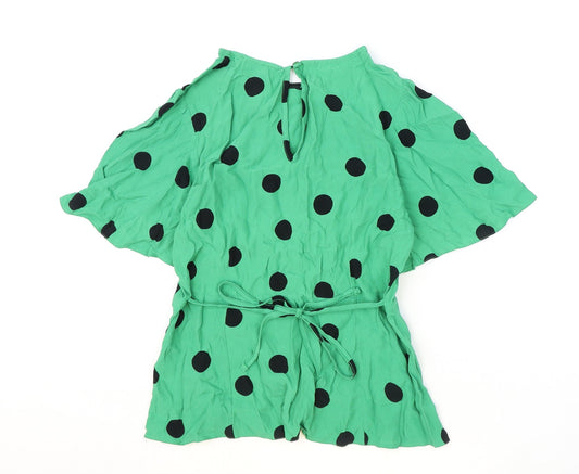 Womens UK Size 10 New Look Green Basic Blouse