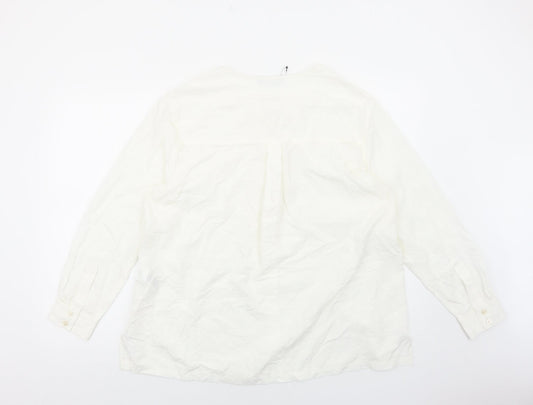 Womens UK Size 16 Marks and Spencer White Basic Button-Up
