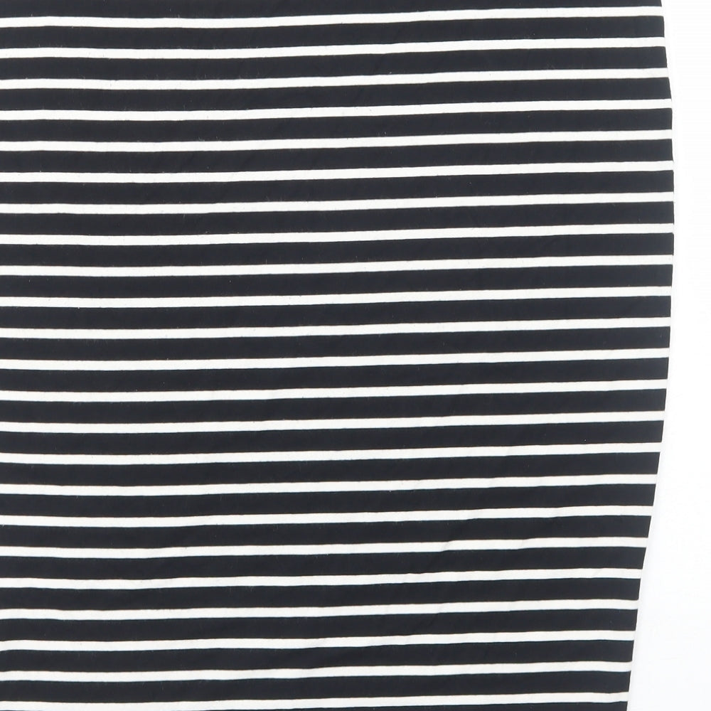 Marks and Spencer Womens Black Striped Viscose Straight & Pencil Skirt Size 12