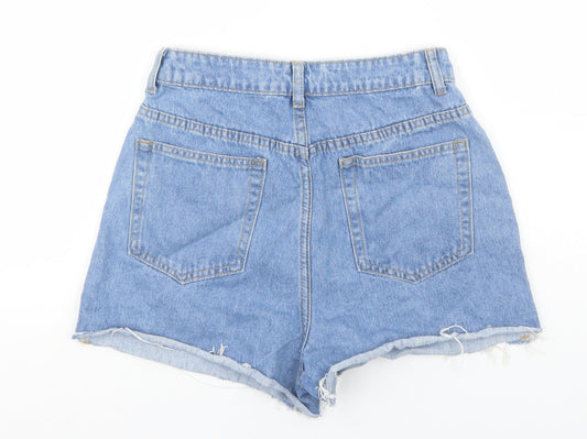 SheIn Womens Blue Cotton Boyfriend Shorts Size S Regular Zip