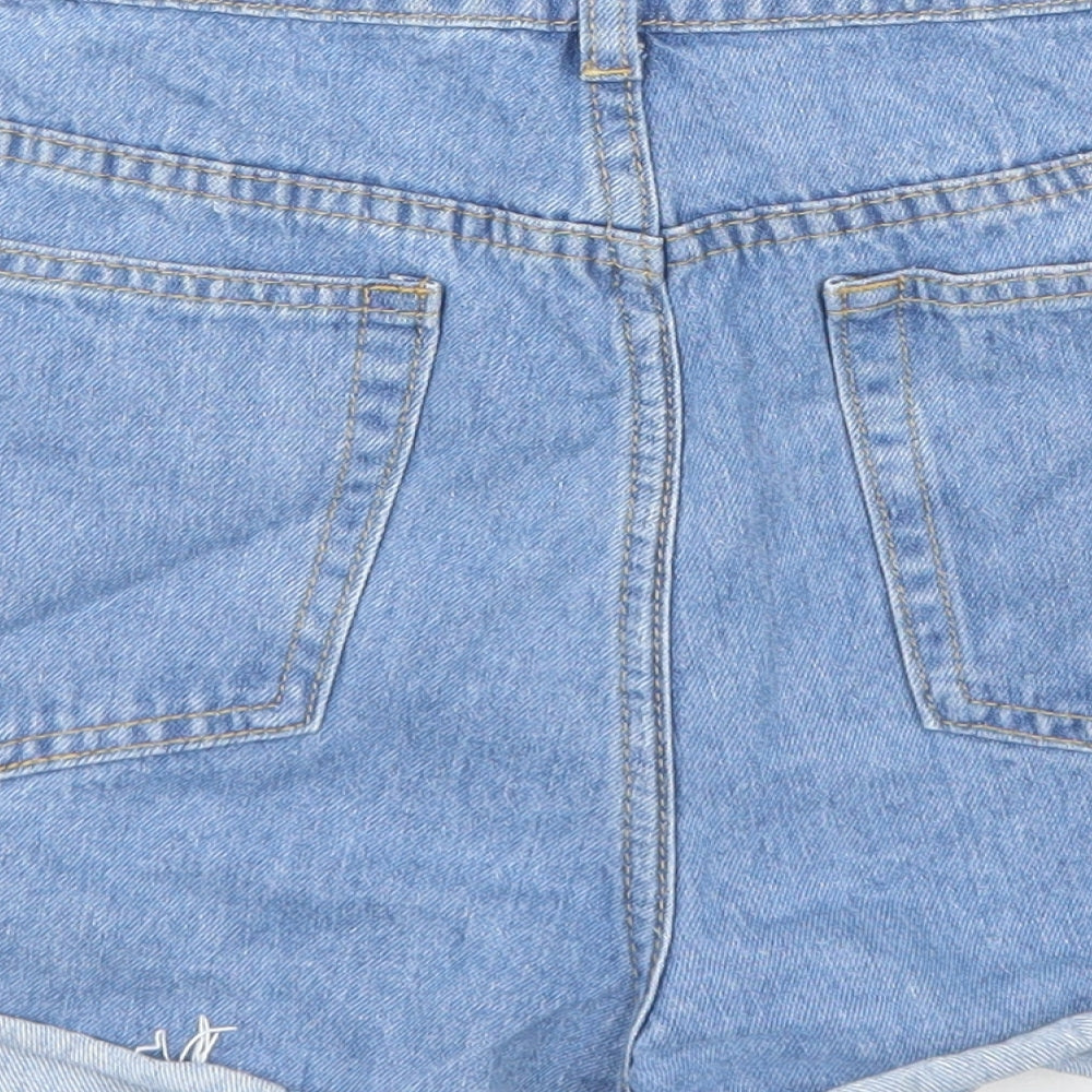 SheIn Womens Blue Cotton Boyfriend Shorts Size S Regular Zip