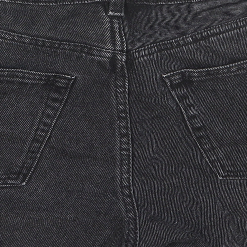 Monki Womens Black Cotton Boyfriend Shorts Size 28 in Slim Button