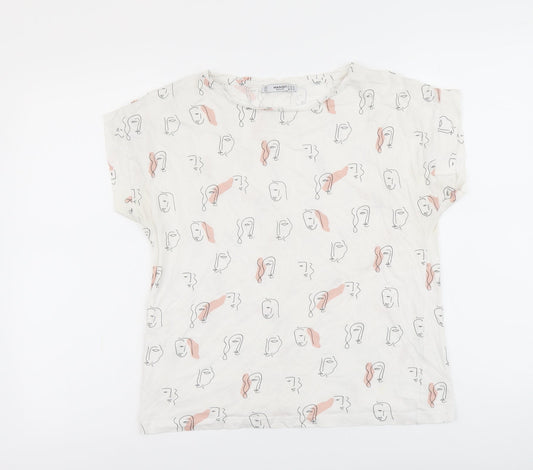 Womens UK Size M Mango White Basic T-Shirt
