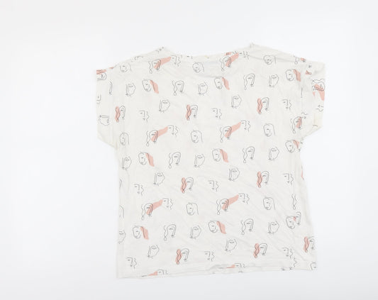 Womens UK Size M Mango White Basic T-Shirt
