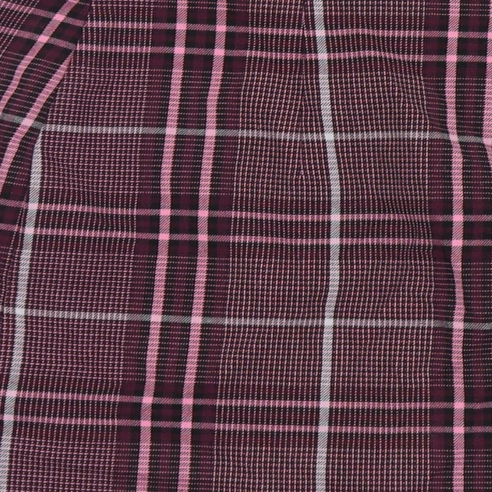 Marks and Spencer Womens Purple Plaid Polyester Straight & Pencil Skirt Size 32 in Zip
