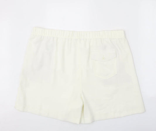 Marks and Spencer Womens White Polyester Basic Shorts Size 22 Regular Pull On