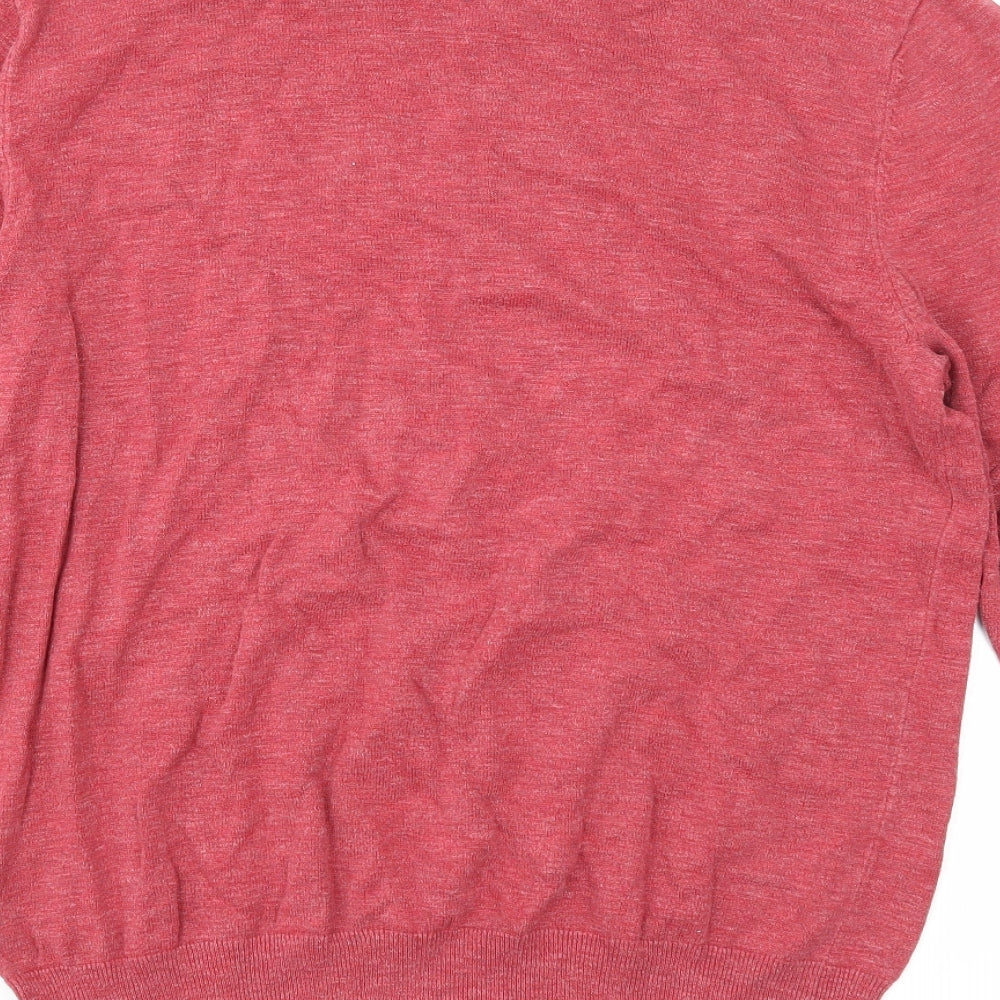 North coast Mens Red Round Neck Cotton Pullover Jumper Size L Long Sleeve