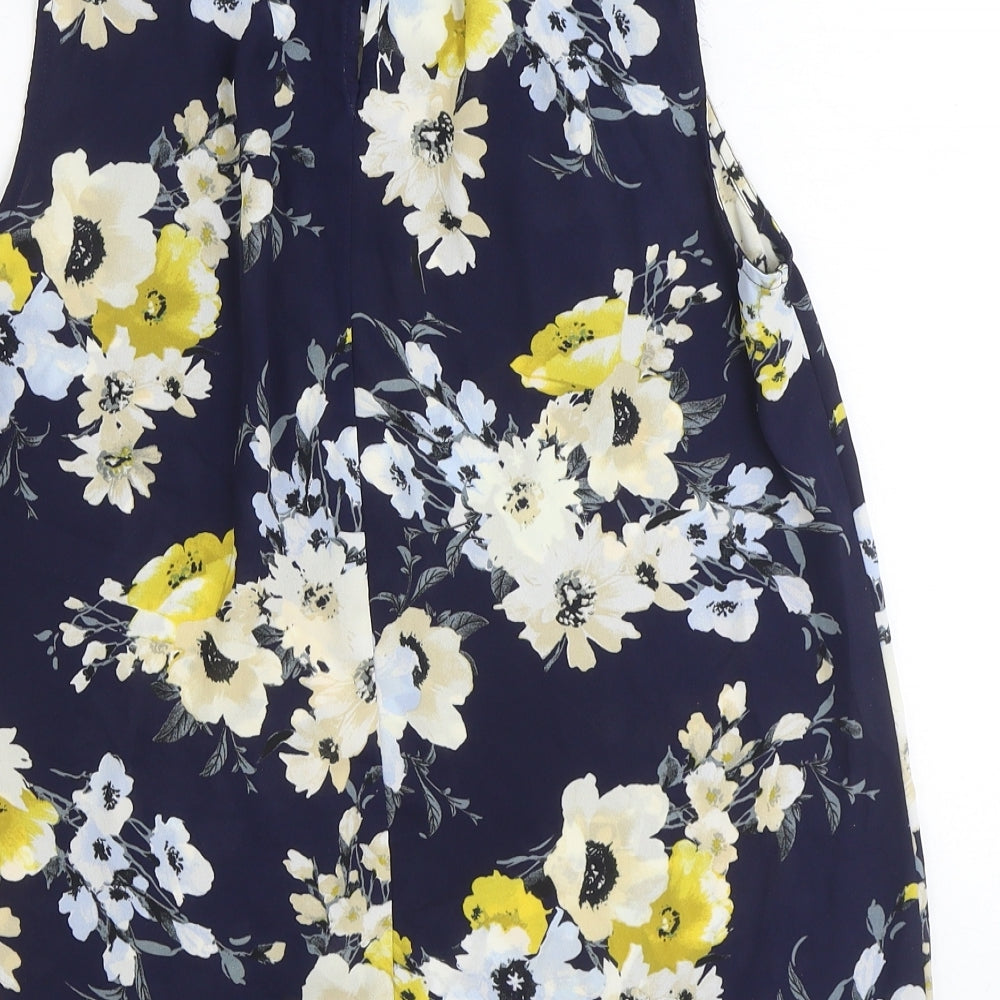 George Womens Blue Floral Polyester Basic Blouse Size 8 Collared - Crochet Peter Pan Collar