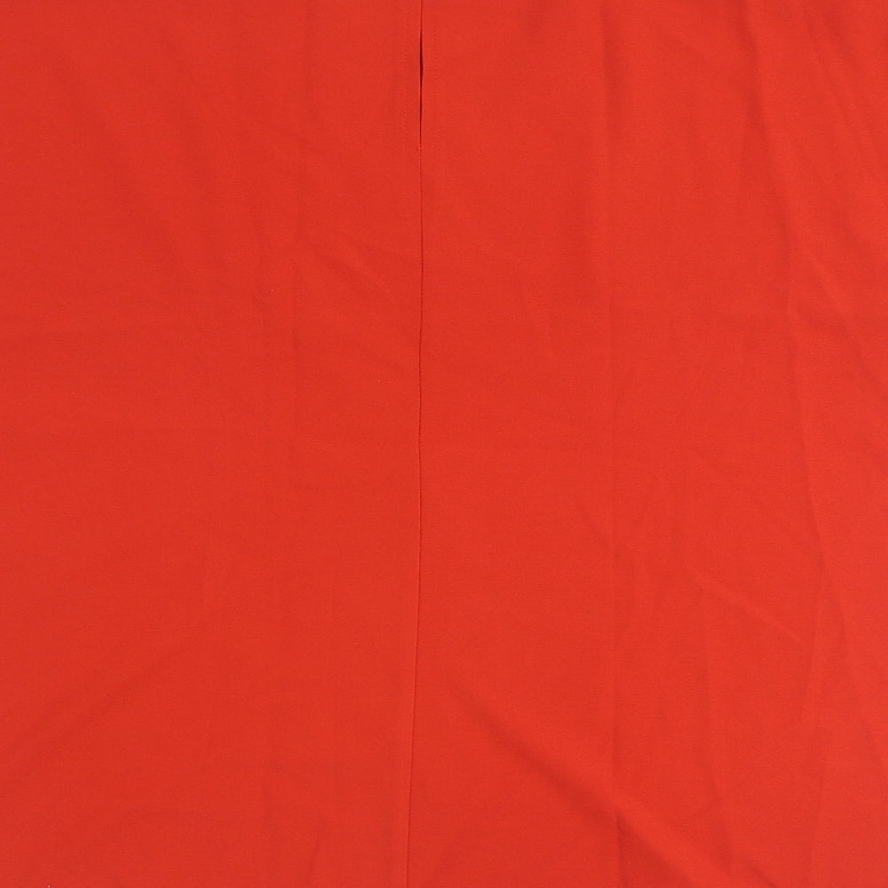 Avon Womens Red Polyester Basic T-Shirt Size 14 Scoop Neck - Lace Up Sleeve Detail