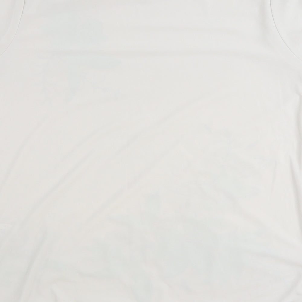 Damart Womens White Polyester Basic T-Shirt Size 14 Round Neck - Flower