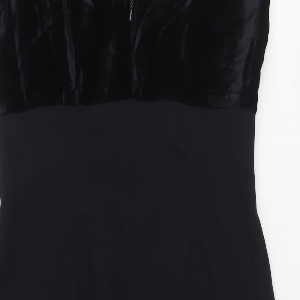 Susan Woolf Womens Black Polyester Pencil Dress Size 10 Scoop Neck Zip