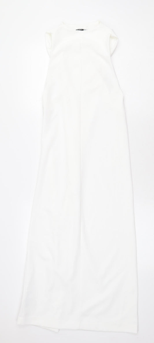 Zara Womens White Polyester Sheath Size S Round Neck Pullover