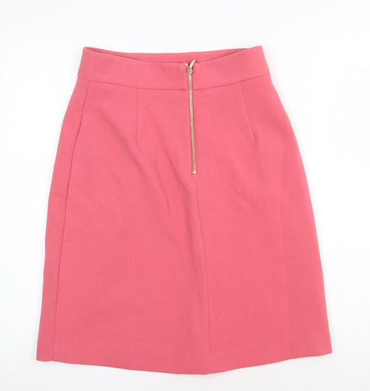Marks and Spencer Womens Pink Polyester Straight & Pencil Skirt Size 8 Zip