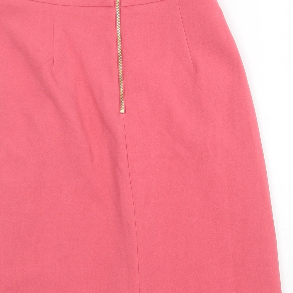 Marks and Spencer Womens Pink Polyester Straight & Pencil Skirt Size 8 Zip
