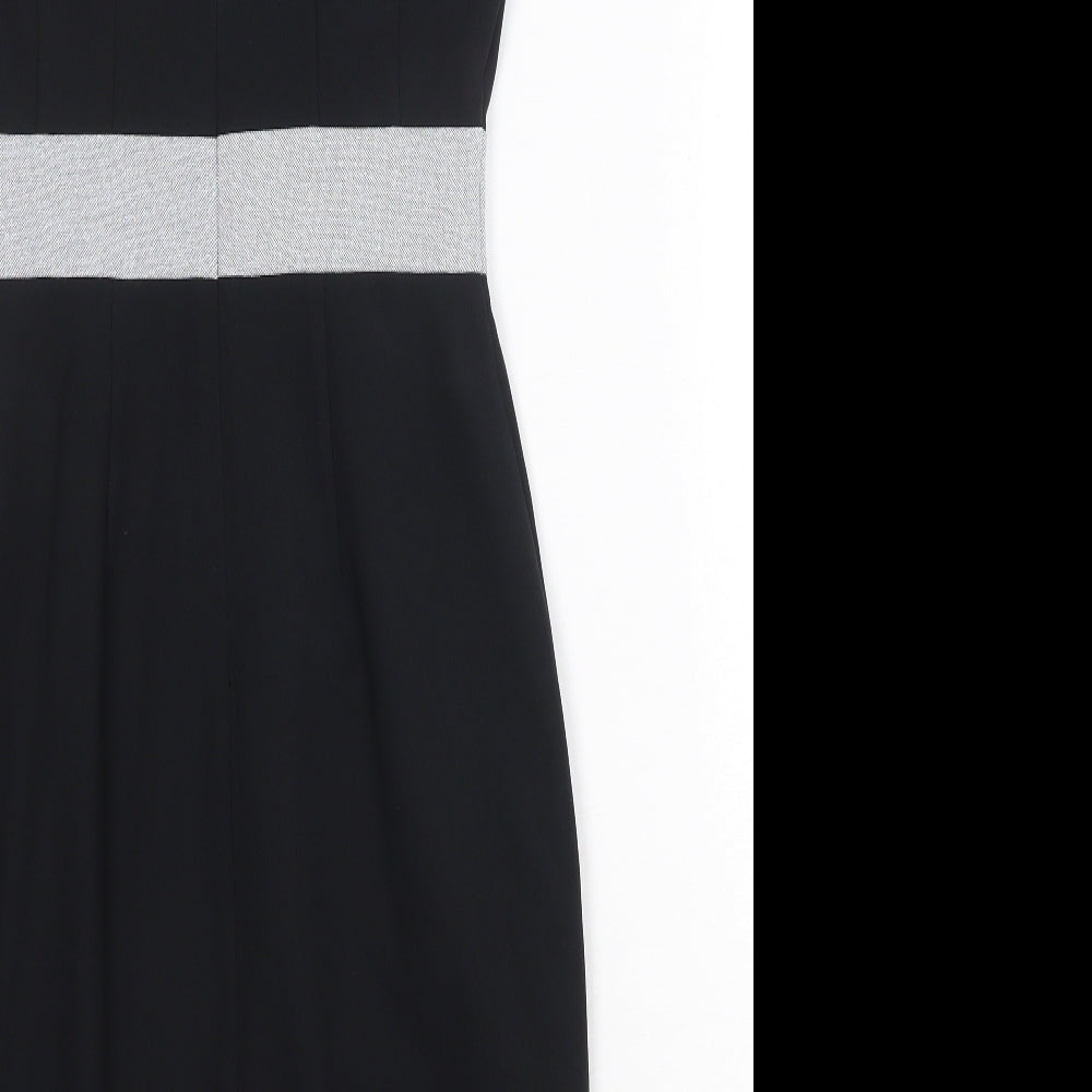 Dorothy Perkins Womens Black Polyester Sheath Size 8 V-Neck Zip