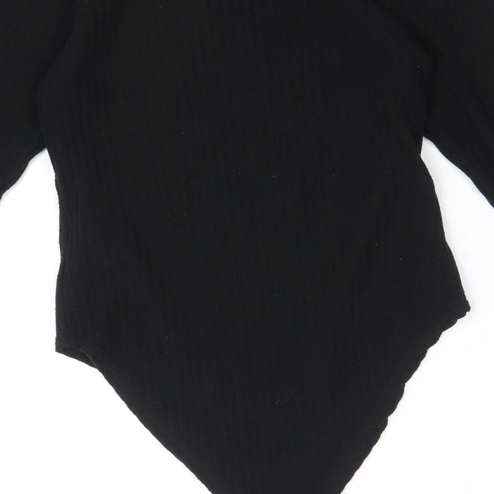 New Look Womens Black Polyester Bodysuit One-Piece Size 8 Snap