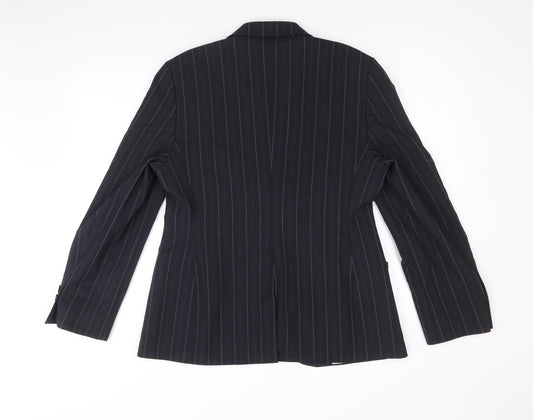 NEXT Womens Blue Striped Polyester Jacket Blazer Size 14