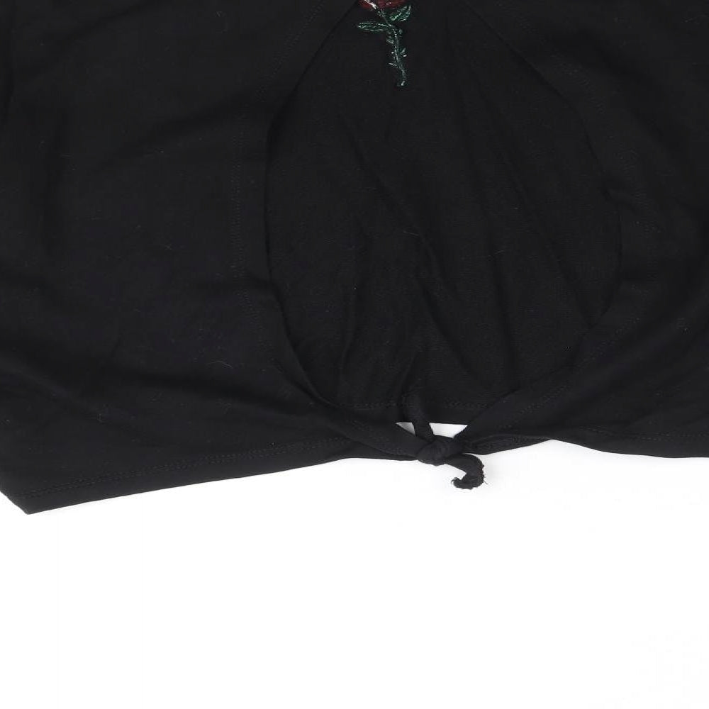 Divided by H&M Womens Black 100% Cotton Pullover Sweatshirt Size S Pullover - Cropped, Open Back Detail