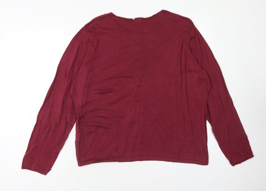 Preworn Womens Purple Round Neck Cotton Pullover Jumper Size 2XL