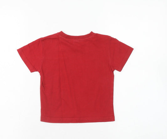 Adams Boys Red Cotton Basic T-Shirt Size 12-18 Months Round Neck Pullover - Cool Dude