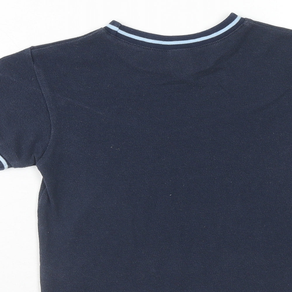 Adams Boys Blue Cotton Basic T-Shirt Size 12-18 Months Round Neck Pullover