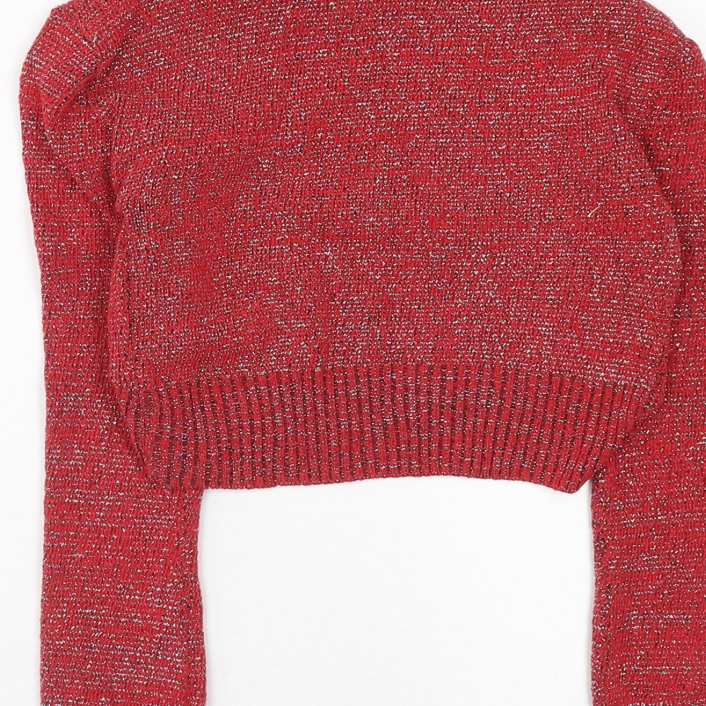 Bina Womens Red V-Neck Acrylic Cardigan Jumper Size M - Size M-L