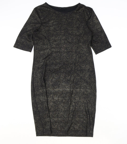 George Womens Black Polyester Shift Size 12 Round Neck Pullover