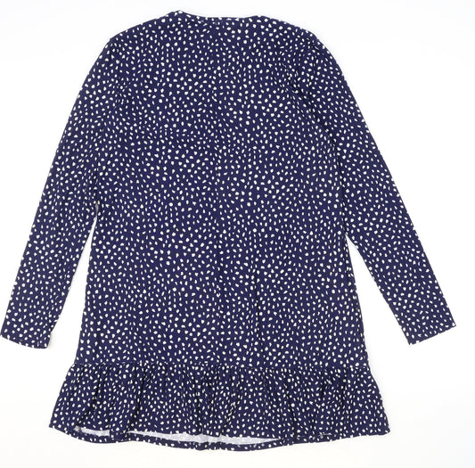 Primark Womens Blue Geometric Polyester A-Line Size M Round Neck Pullover - Drom hem