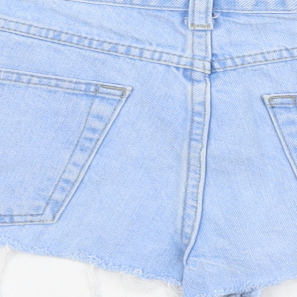 Topshop Womens Blue Cotton Cut-Off Shorts Size 6 L3 in Regular Button