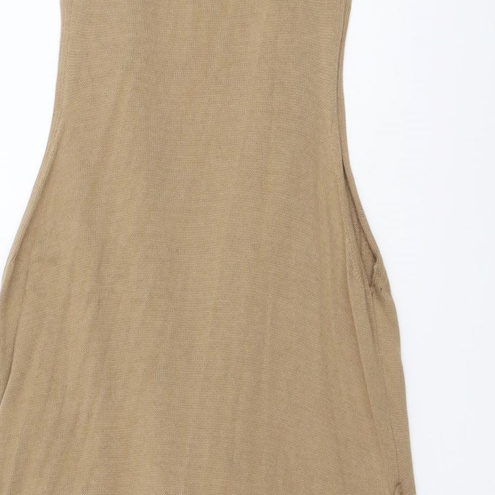 George Womens Beige V-Neck Cotton Cardigan Jumper Size 8