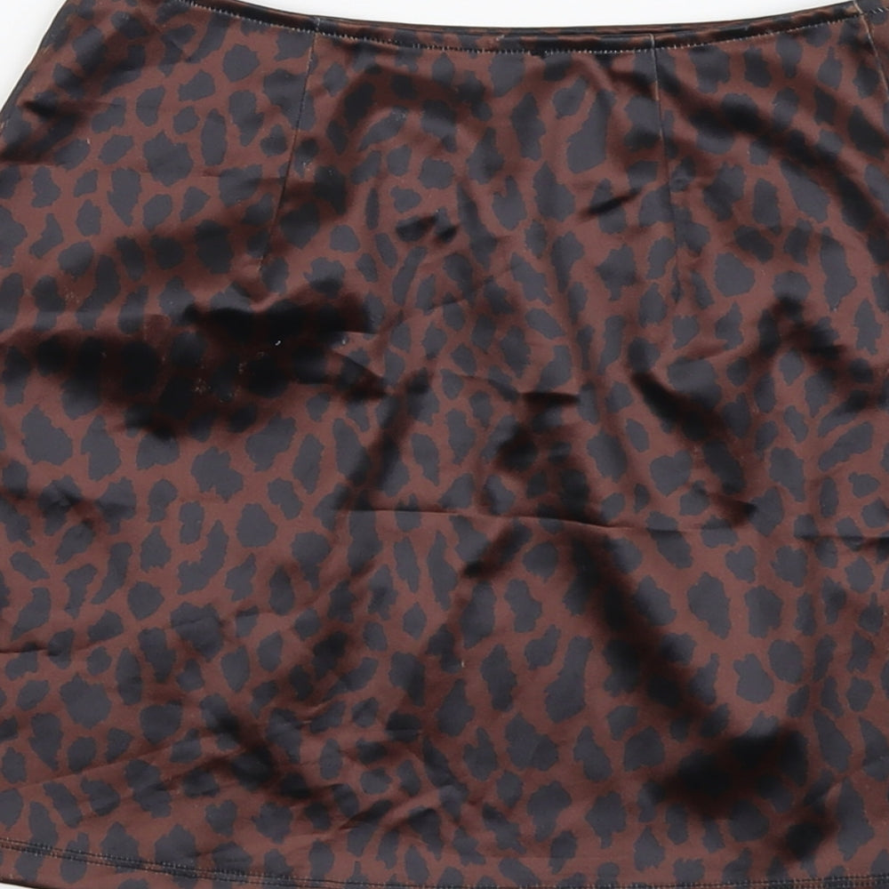 Motel Womens Brown Animal Print Polyester Mini Skirt Size XS - Leopard Pattern