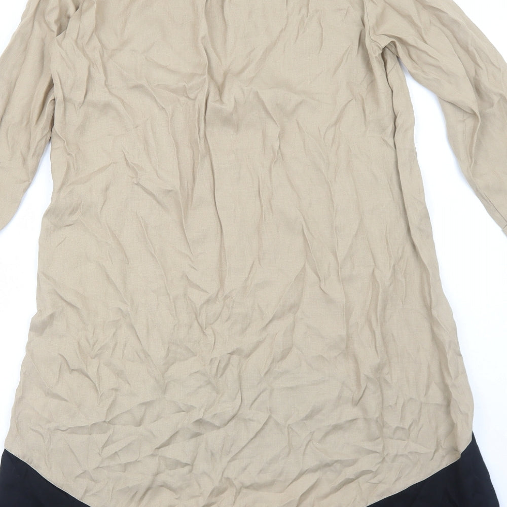 La Redoute Womens Brown Colourblock Polyester Trapeze & Swing Size 10 Scoop Neck Pullover