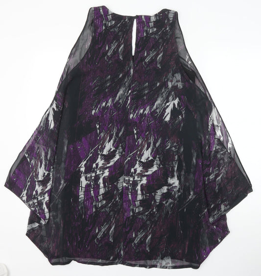 Papaya Womens Purple Polyester Shift Size 12 Scoop Neck Button