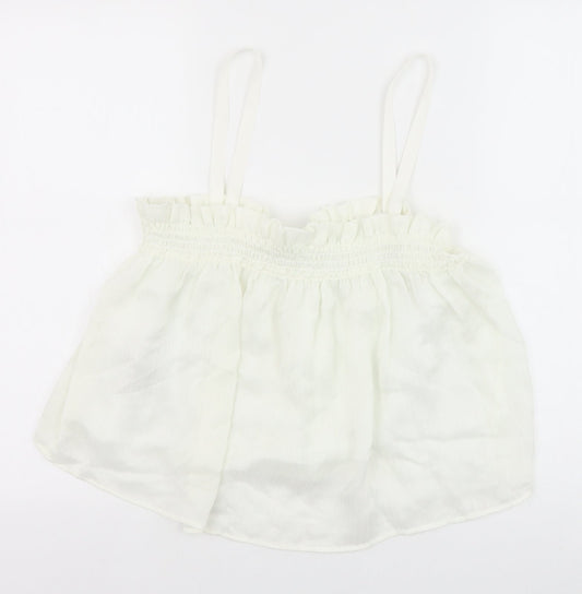 Womens UK Size M Mango White Cropped Tank