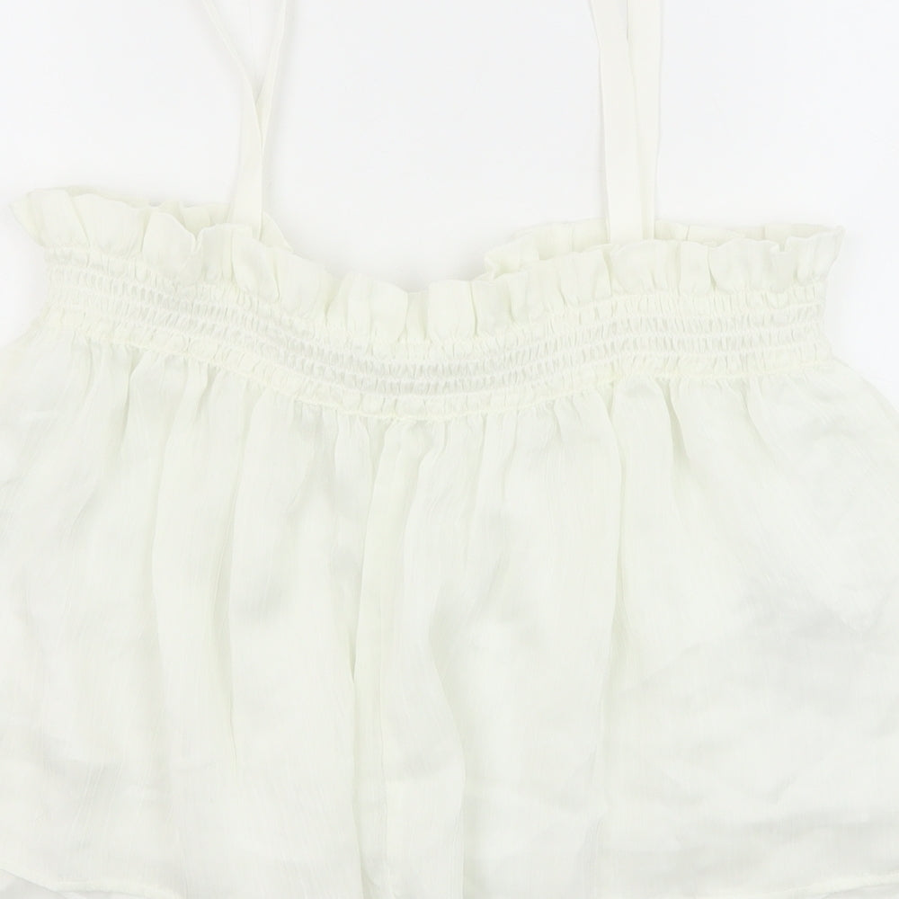 Womens UK Size M Mango White Cropped Tank