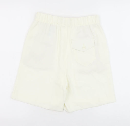 Marks and Spencer Womens White Polyester Bermuda Shorts Size 6 Regular Pull On