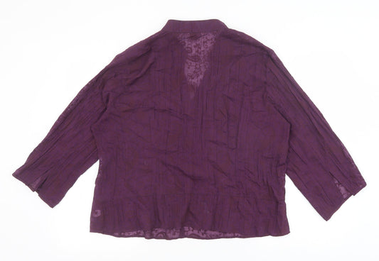 Berkertex Womens Purple Geometric Polyester Basic Blouse Size 20 V-Neck