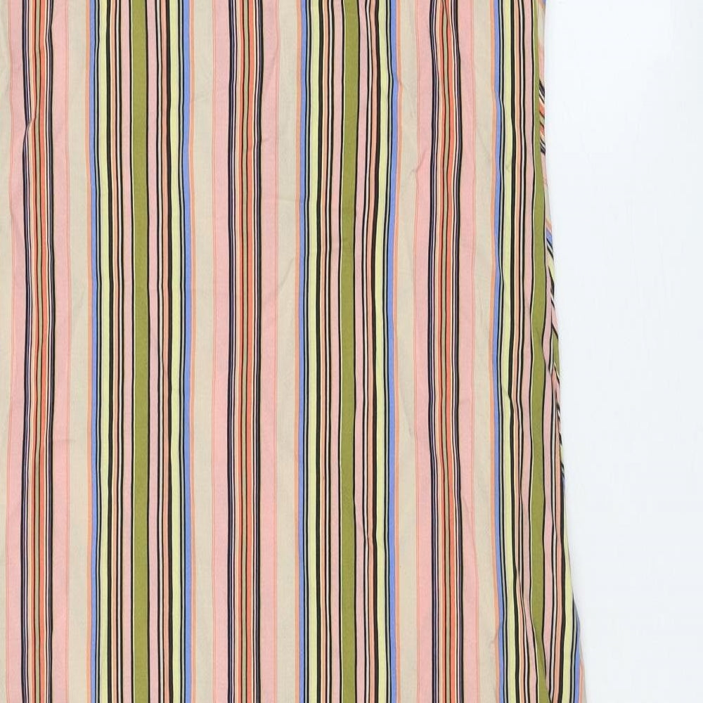 Papaya Womens Multicoloured Geometric Viscose Slip Dress Size 14 Square Neck Buckle