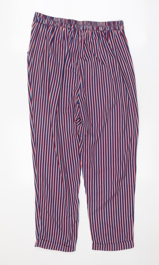 Studio Womens Multicoloured Striped Polyester Trousers Size 12 Regular