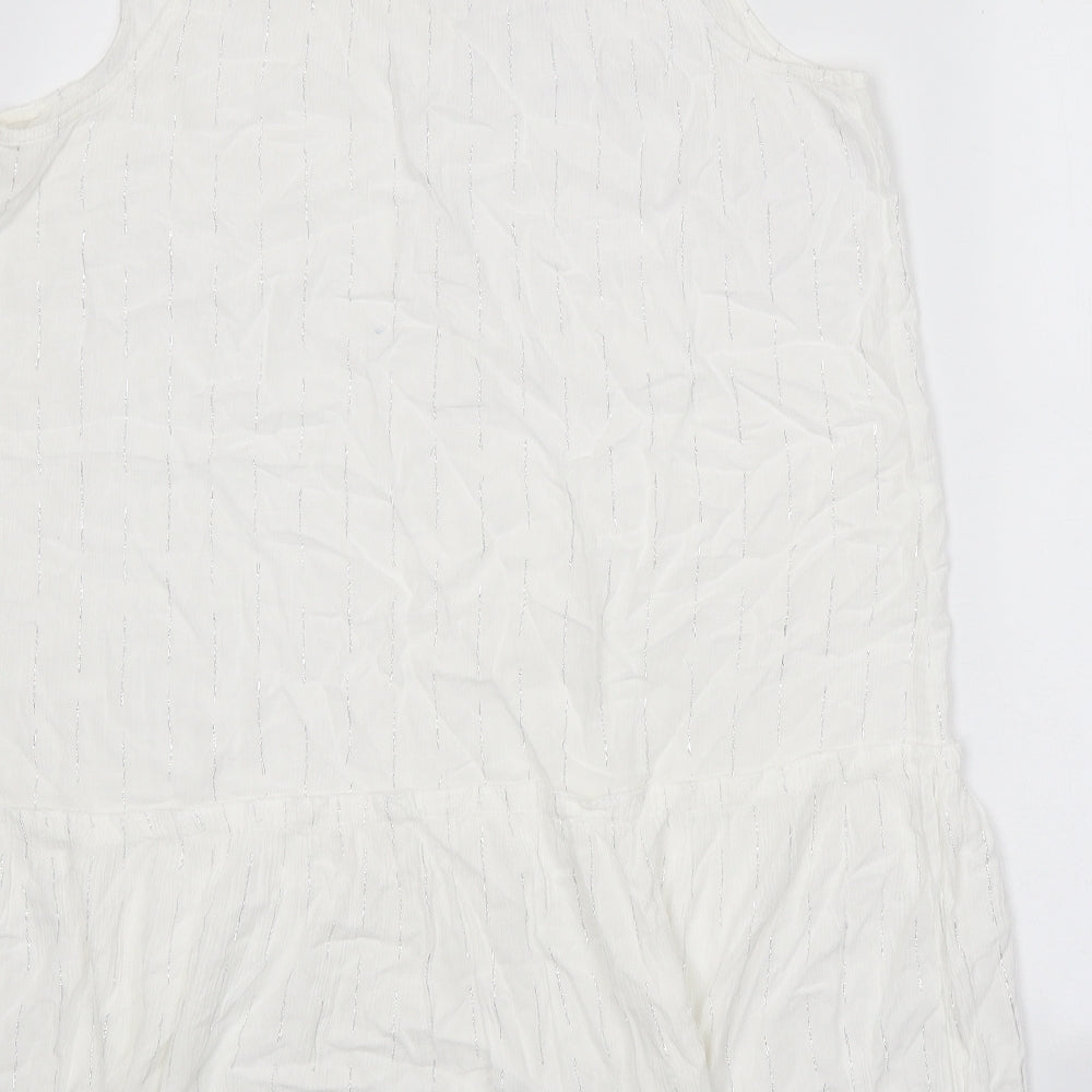 Papaya Womens White Viscose Trapeze & Swing Size 14 V-Neck Tie