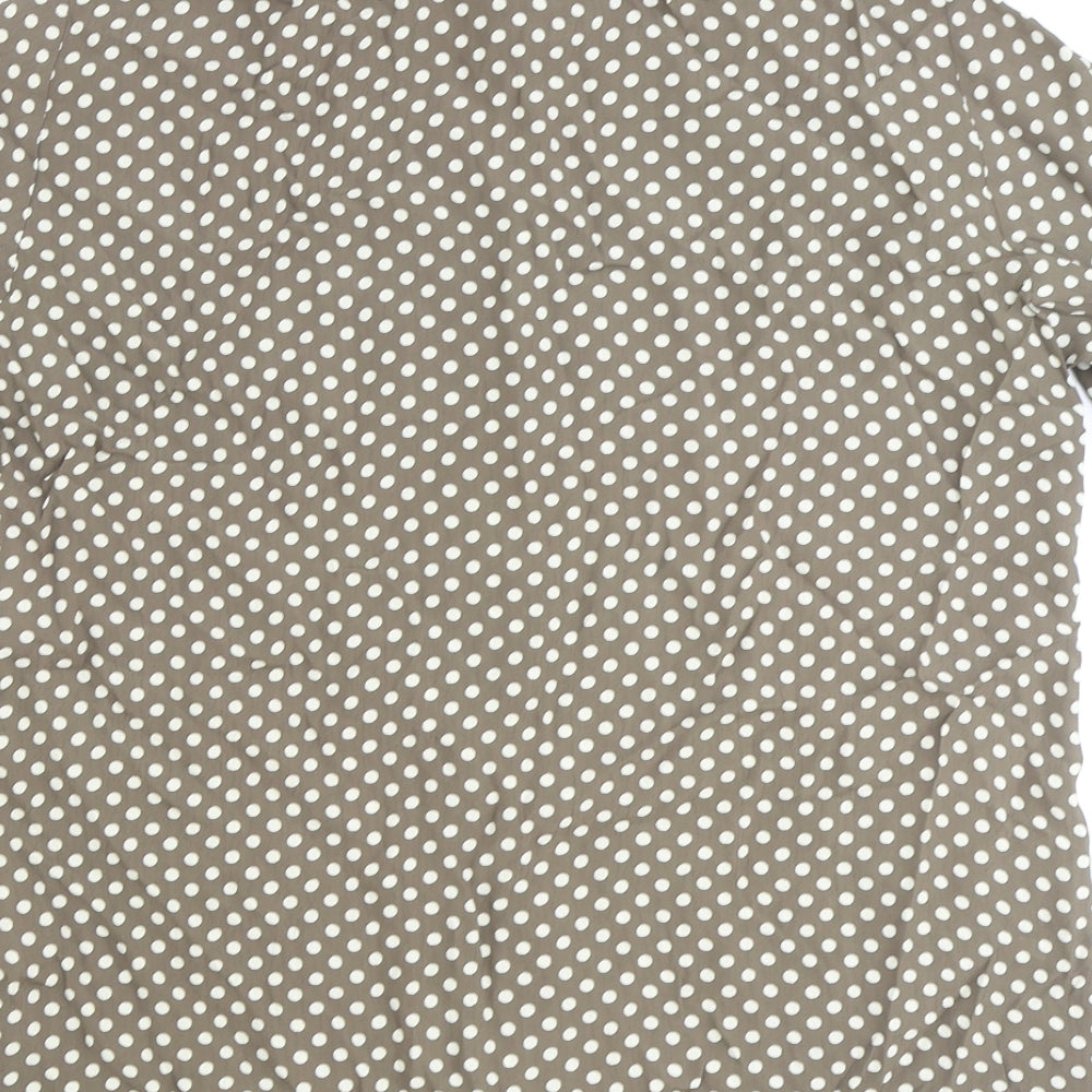 Selective Womens Brown Polka Dot Viscose Basic Button-Up Size 12 Collared
