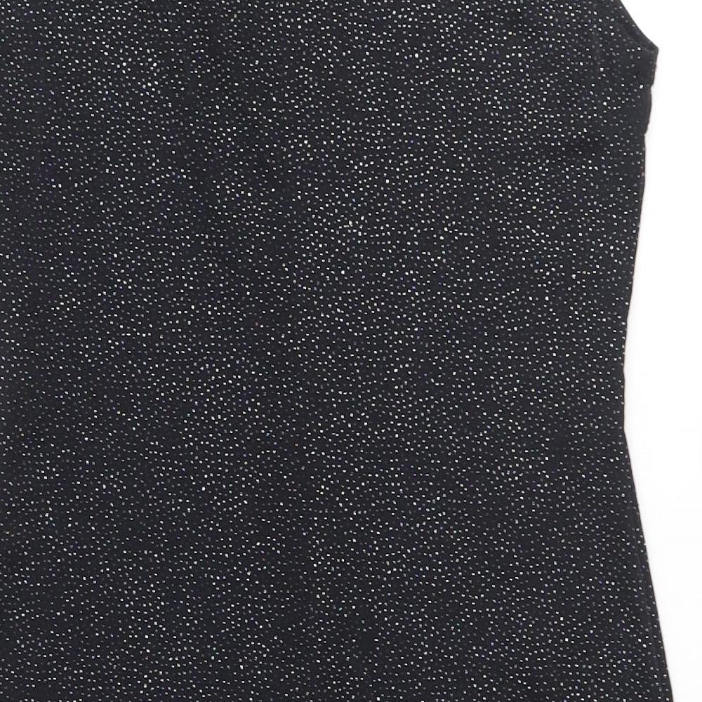 Onyx Nite Womens Black Polyester Sheath Size 14 Square Neck Pullover